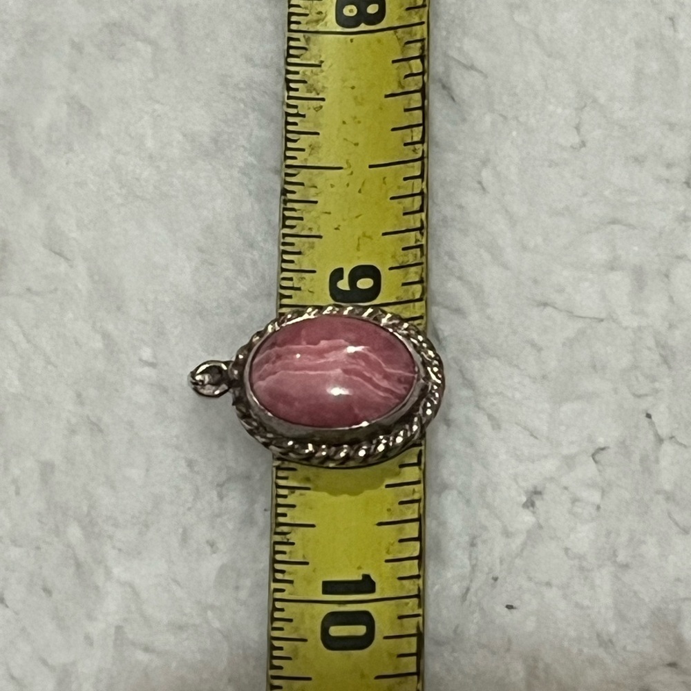 Pink Agate pendant. .25 set in sterling silver - Picture 5 of 6